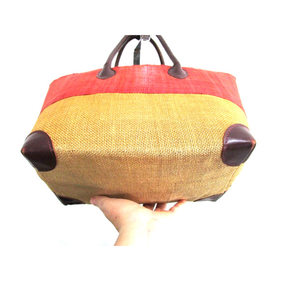 Le Voyage en Panier Medium Size Pink & Brown Straw & Leather Tote Handbag - Picture 6 of 11